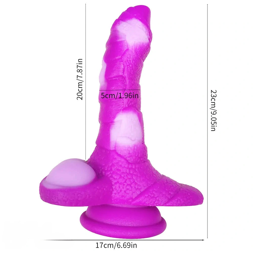 7.08in 9.05in Uncut Big Monster Animal Soft Silicone Luminous Dildo