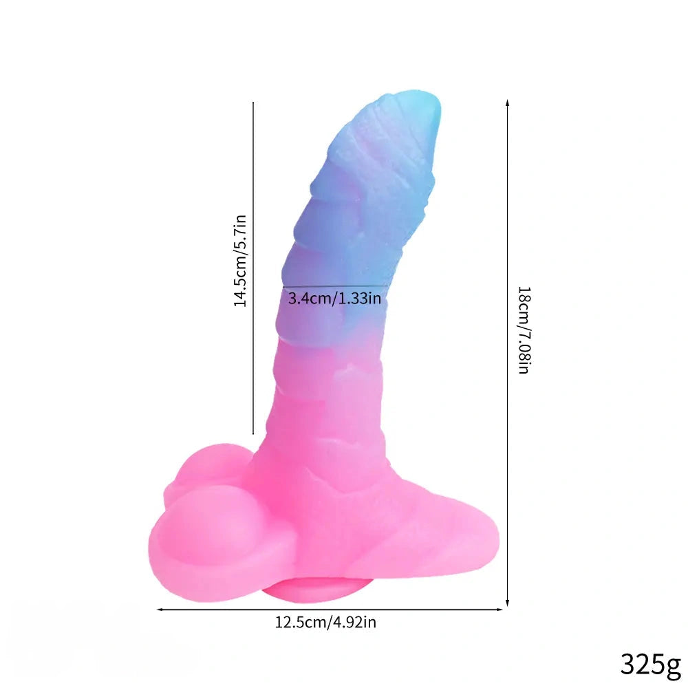 7.08in 9.05in Uncut Big Monster Animal Soft Silicone Luminous Dildo