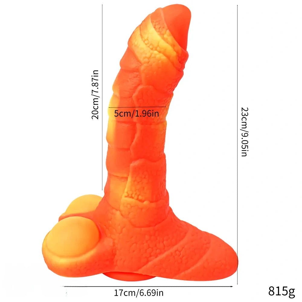 7.08in 9.05in Uncut Big Monster Animal Soft Silicone Luminous Dildo