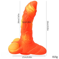 7.08in 9.05in Uncut Big Monster Animal Soft Silicone Luminous Dildo