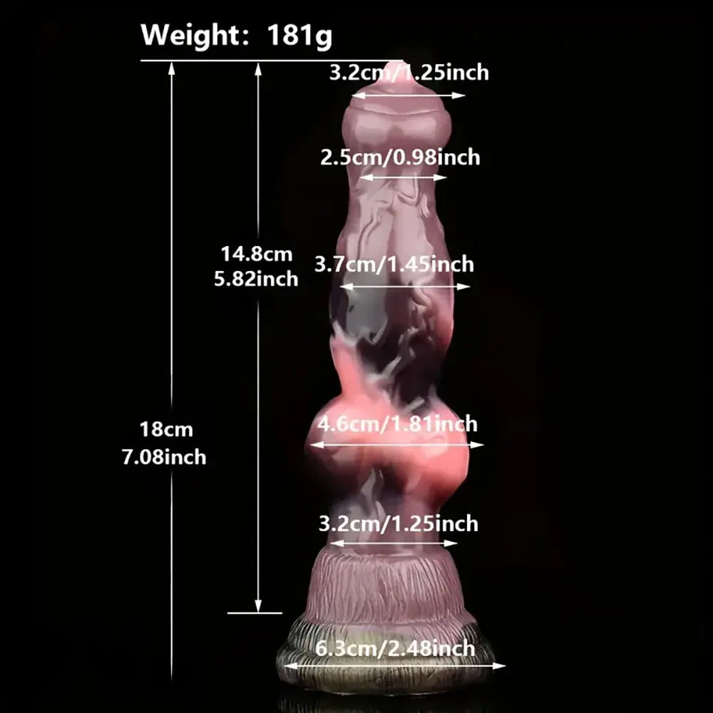 7.08in Dog Animal Knot Dildo Silicone Soft Sex Toy For G Spot Prostate