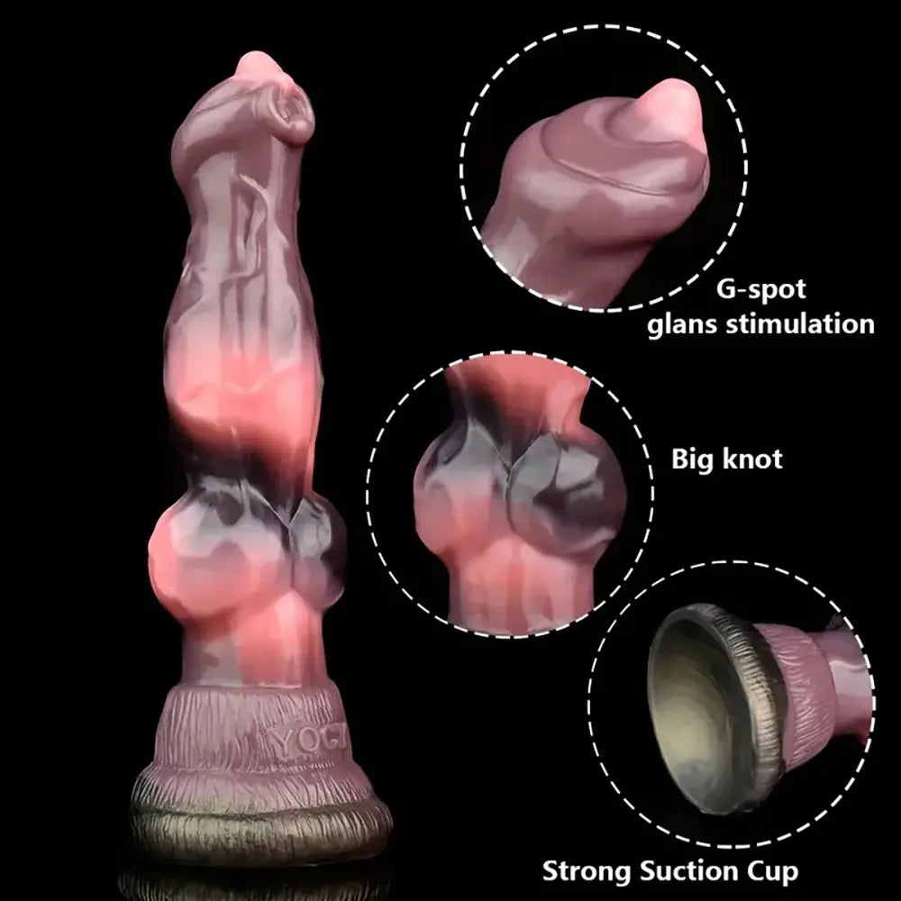 7.08in Dog Animal Knot Dildo Silicone Soft Sex Toy For G Spot Prostate