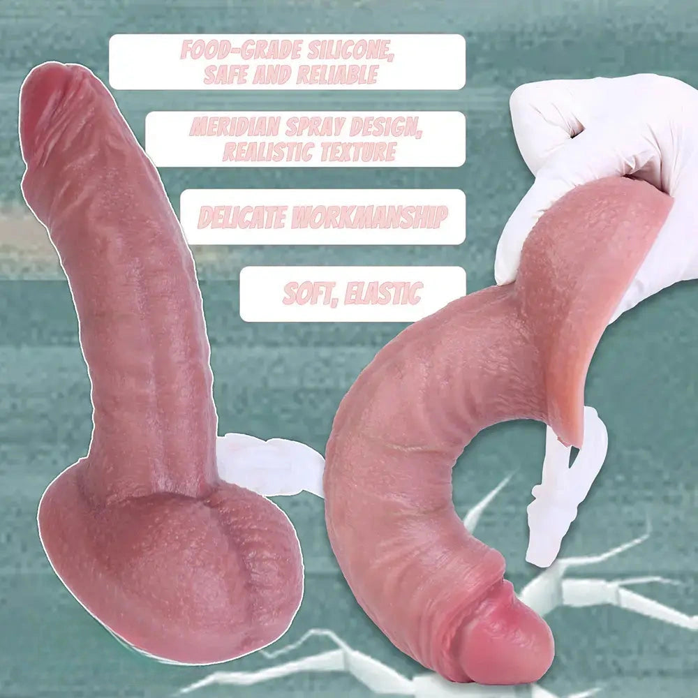 7.08in Dual Layer Silicone Squirting Soft Dildo For Female Prostate Stimulation