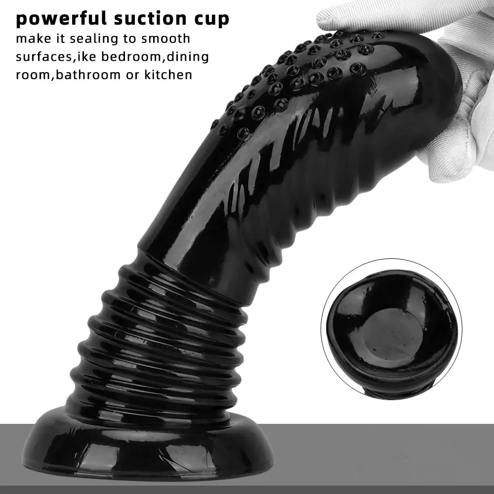 7.08in Fantasy Black Spiked Thick Dildo For Anal Vaginal Expansion