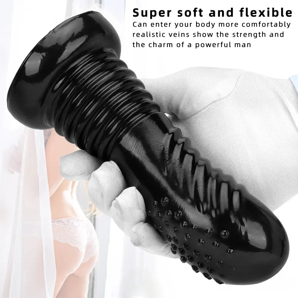 7.08in Fantasy Black Spiked Thick Dildo For Anal Vaginal Expansion