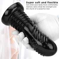 7.08in Fantasy Black Spiked Thick Dildo For Anal Vaginal Expansion