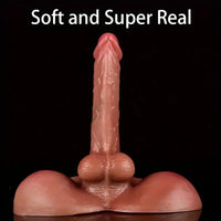 7.08in Flexible Silicone Soft Dildo With Sex Torso For Female Masturbation