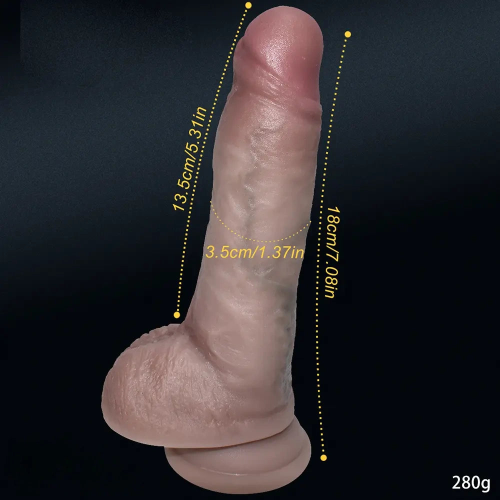 7.08in Liquid Silicone Soft Super Realistic Uncut Dildo For Vagina Sex