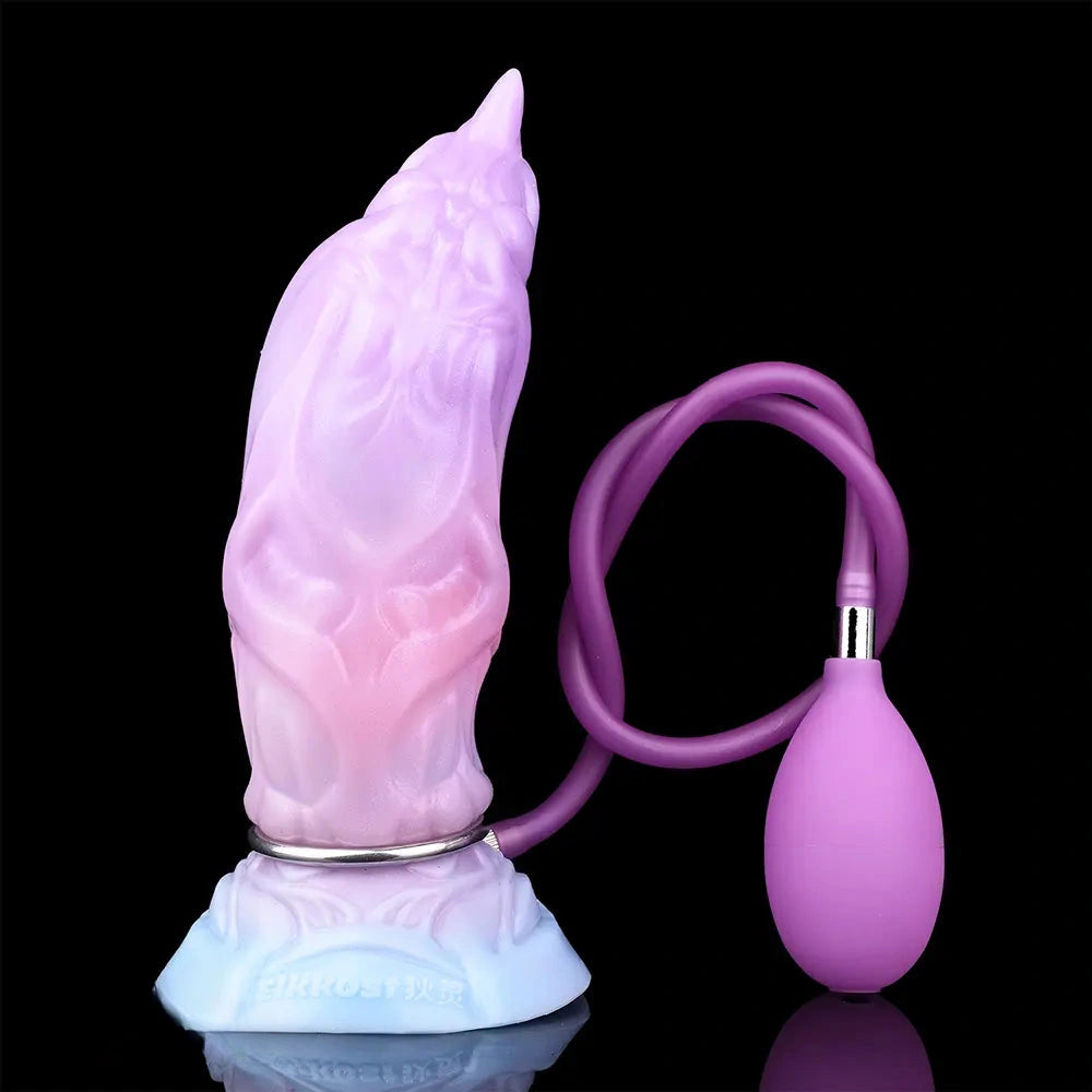 7.08in Odd Silicone Soft Squeeze Inflatable Alien Penis Dildo Self-Retreative