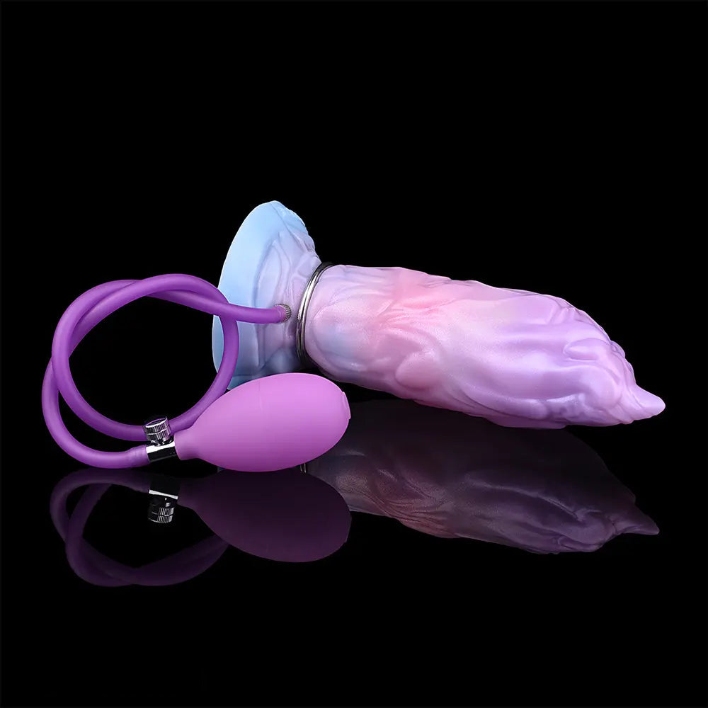 7.08in Odd Silicone Soft Squeeze Inflatable Alien Penis Dildo Self-Retreative