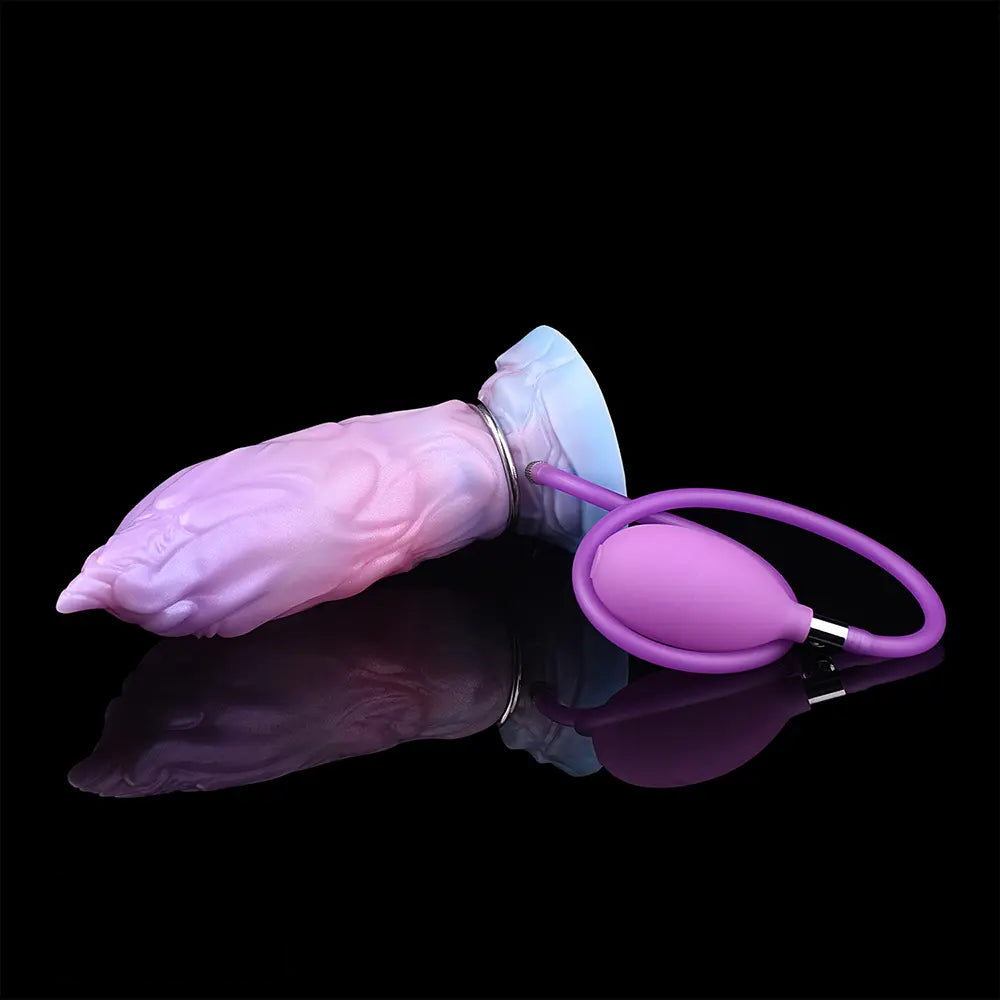 7.08in Odd Silicone Soft Squeeze Inflatable Alien Penis Dildo Self-Retreative