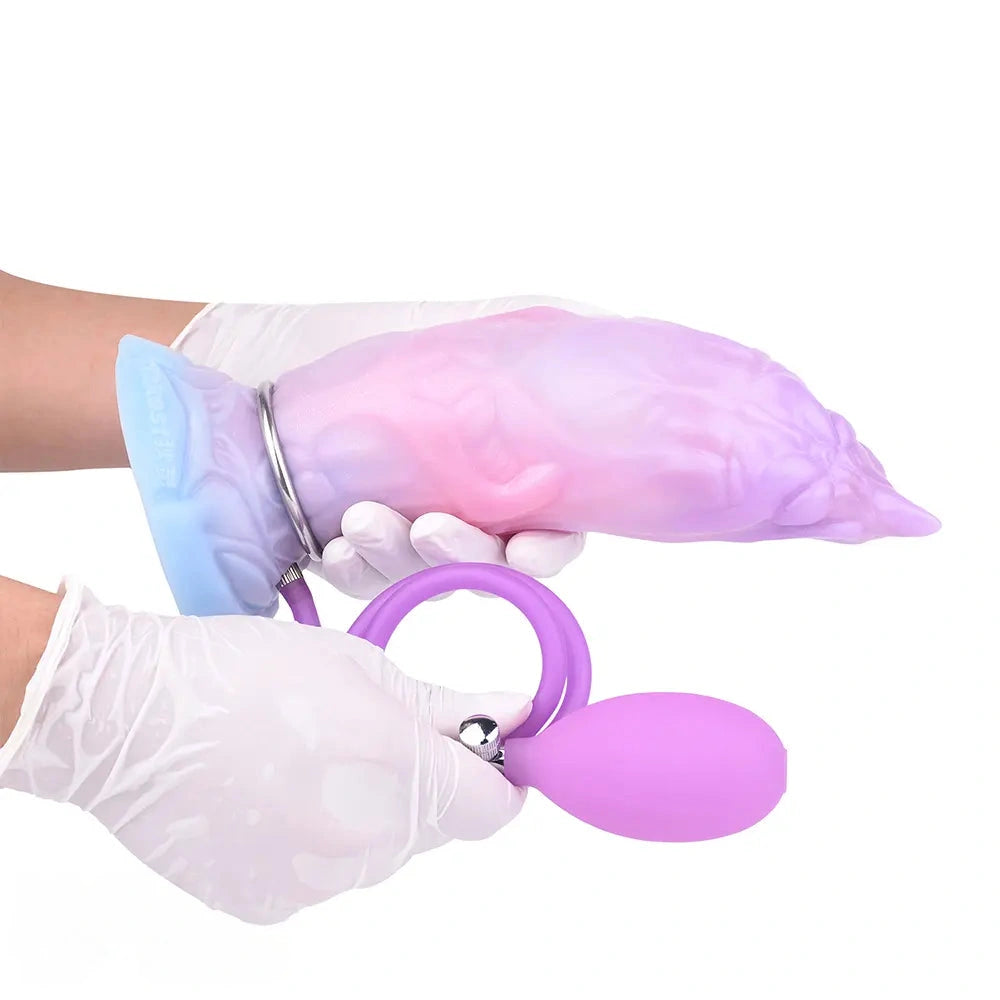 7.08in Odd Silicone Soft Squeeze Inflatable Alien Penis Dildo Self-Retreative