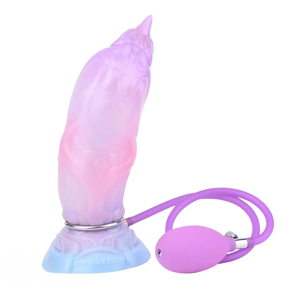 7.08in Odd Silicone Soft Squeeze Inflatable Alien Penis Dildo Self-Retreative