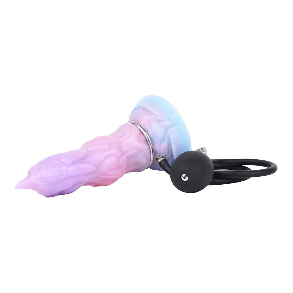 7.08in Odd Silicone Soft Squeeze Inflatable Alien Penis Dildo Self-Retreative