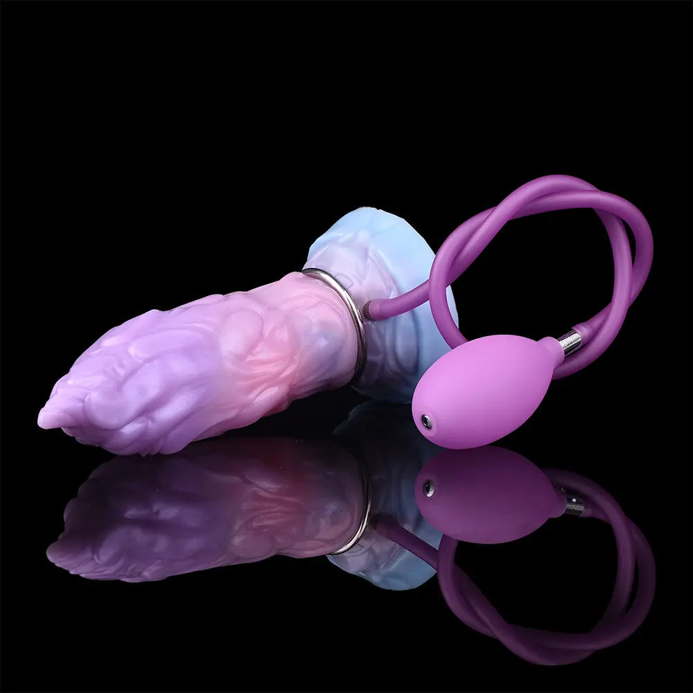 7.08in Odd Silicone Soft Squeeze Inflatable Alien Penis Dildo Self-Retreative