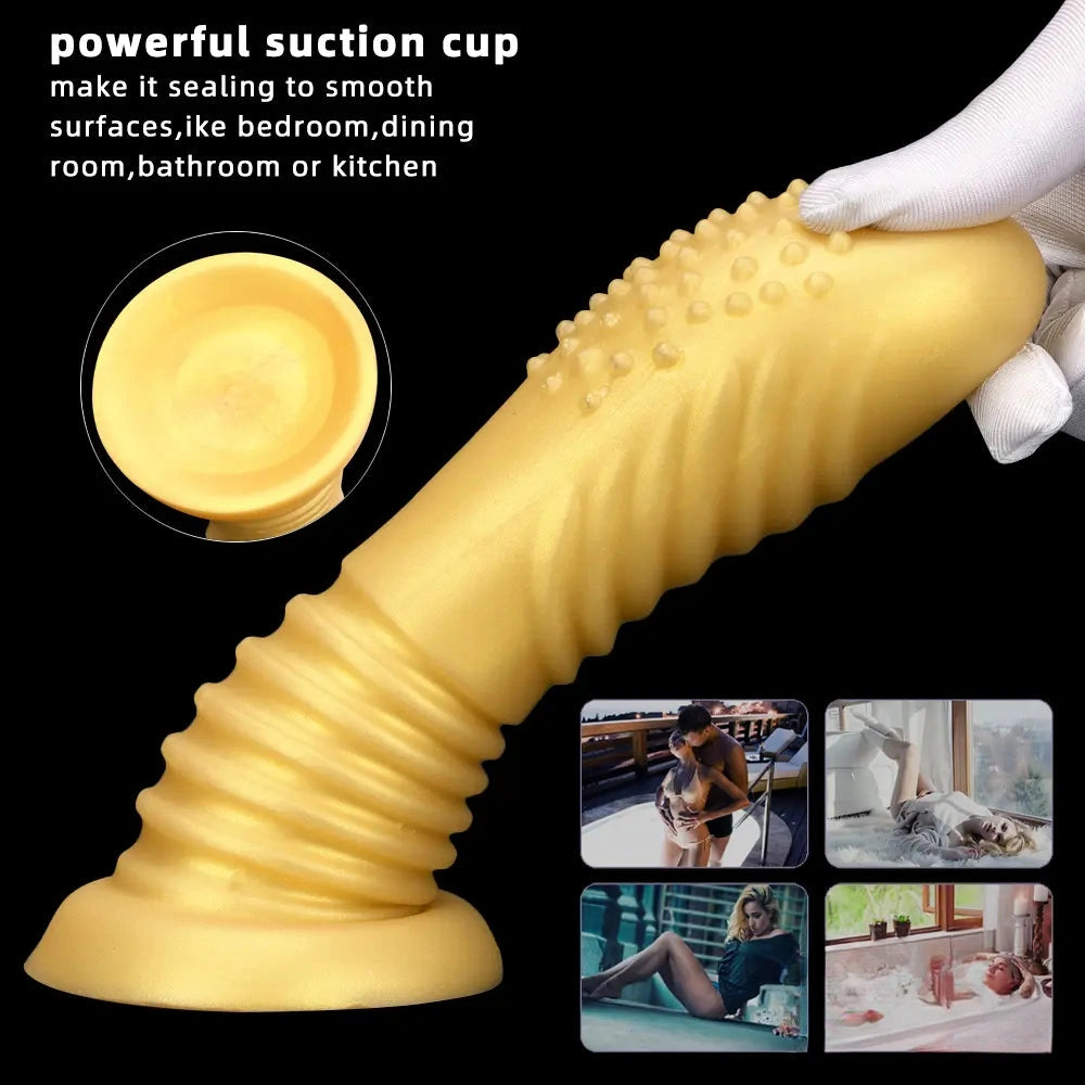 7.08in Premium Soft Liquid Silicone Thick Spiked Butt Plug Dildo