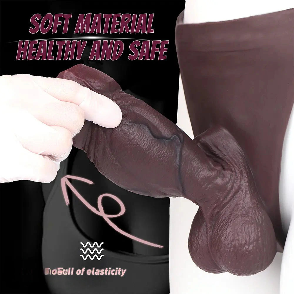 7.08in Uncut Real Texture Soft Silicone Hollow Strap on Dildo Cock Panty