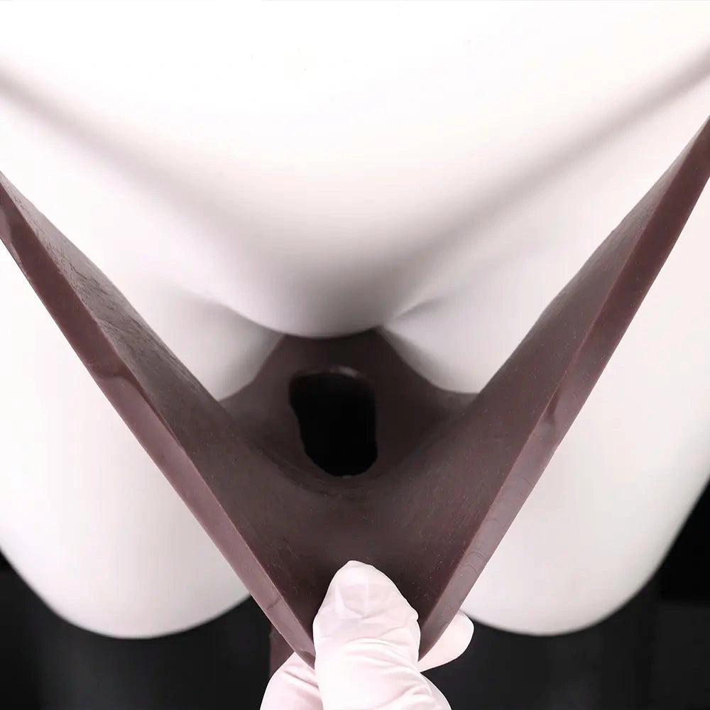 7.08in Uncut Real Texture Soft Silicone Hollow Strap on Dildo Cock Panty