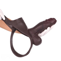 7.08in Uncut Real Texture Soft Silicone Hollow Strap on Dildo Cock Panty