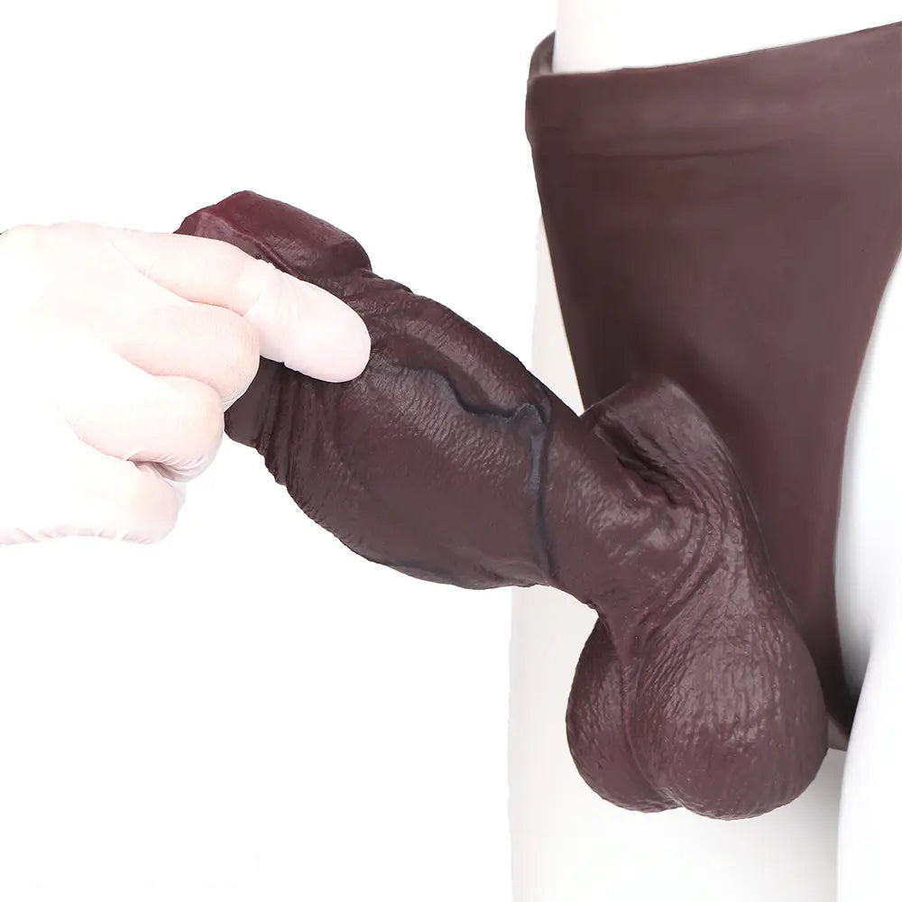 7.08in Uncut Real Texture Soft Silicone Hollow Strap on Dildo Cock Panty