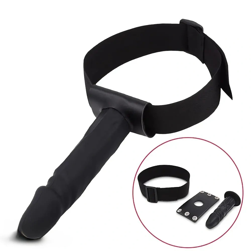 7.08in Wearable Bondage Training Mouth Face Gag Dildo For BDSM Gear