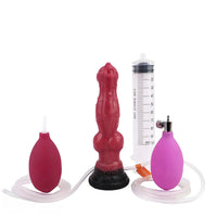 7.08in Wolf Silicone Soft Ejaculating Inflatable Knot Dildo For Adults