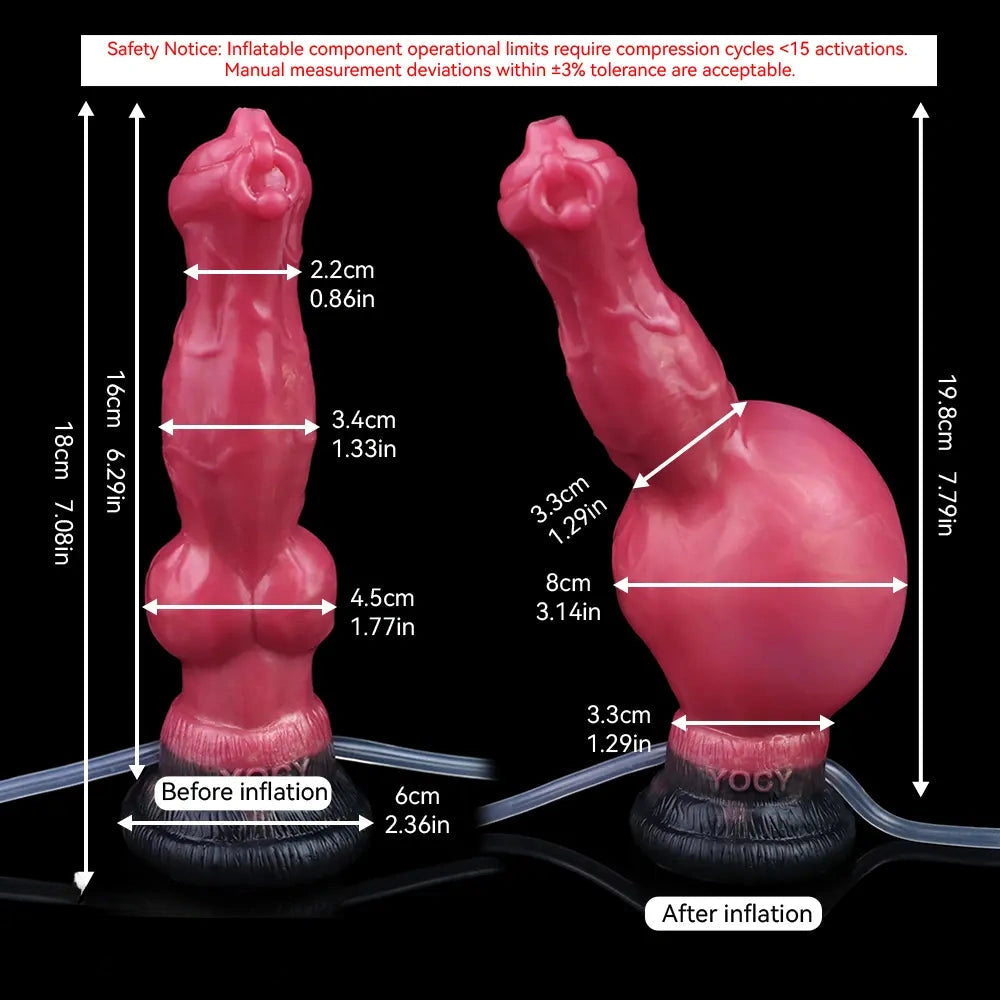 7.08in Wolf Silicone Soft Ejaculating Inflatable Knot Dildo For Adults