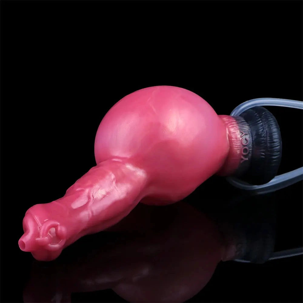 7.08in Wolf Silicone Soft Ejaculating Inflatable Knot Dildo For Adults