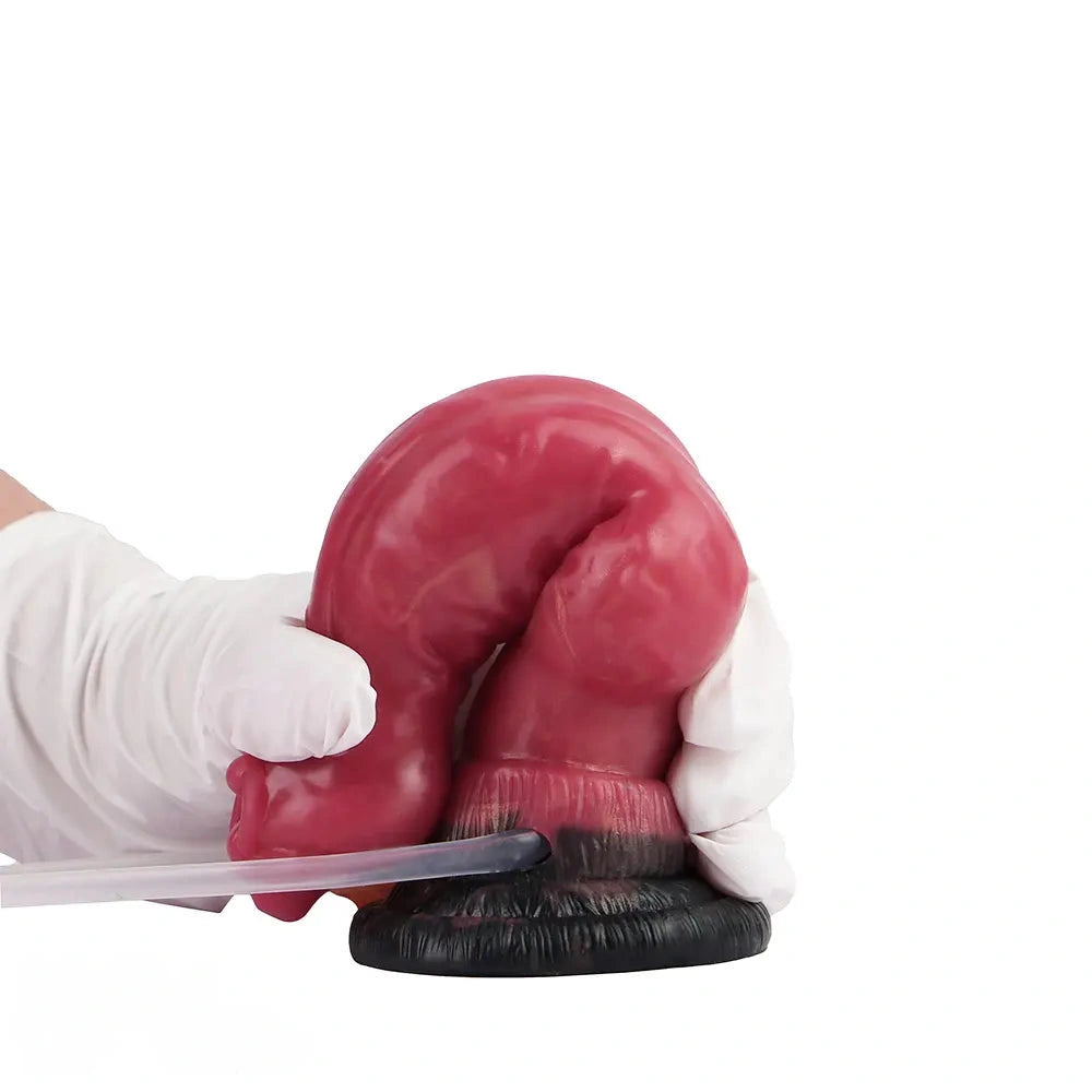 7.08in Wolf Silicone Soft Ejaculating Inflatable Knot Dildo For Adults