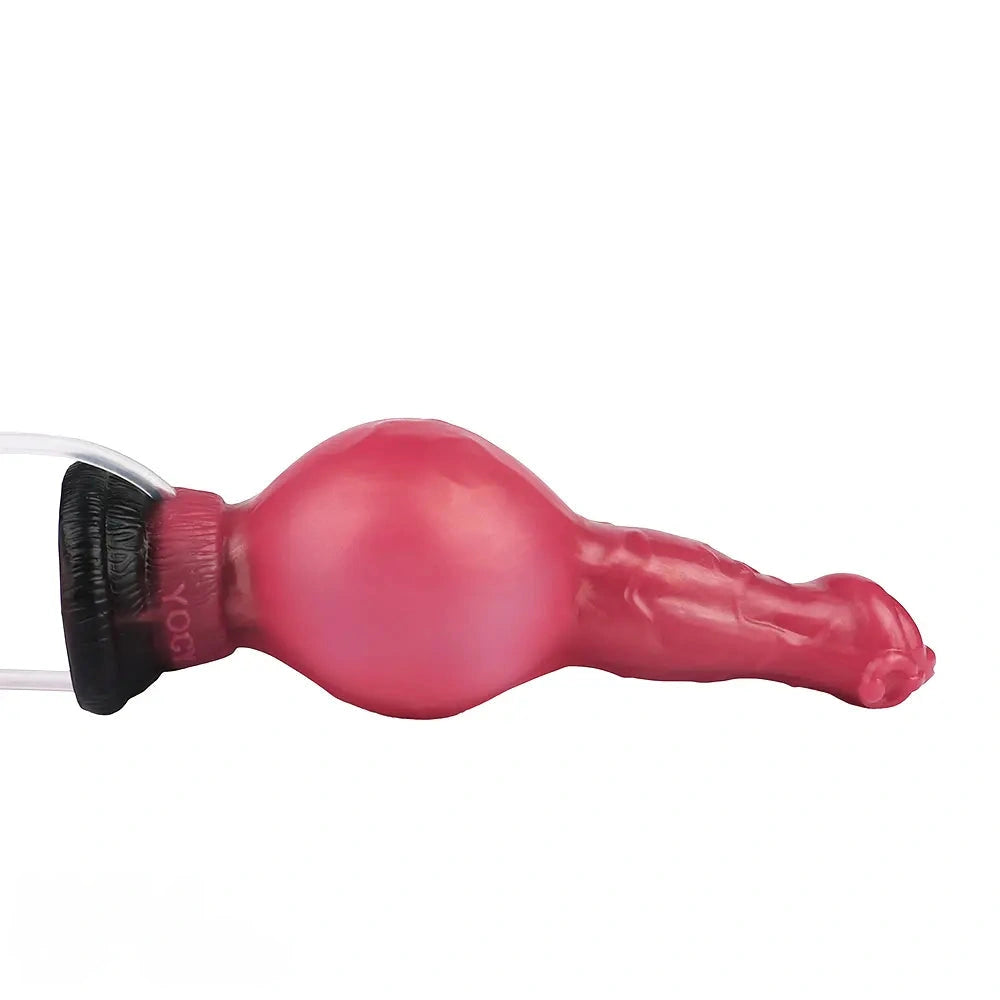 7.08in Wolf Silicone Soft Ejaculating Inflatable Knot Dildo For Adults