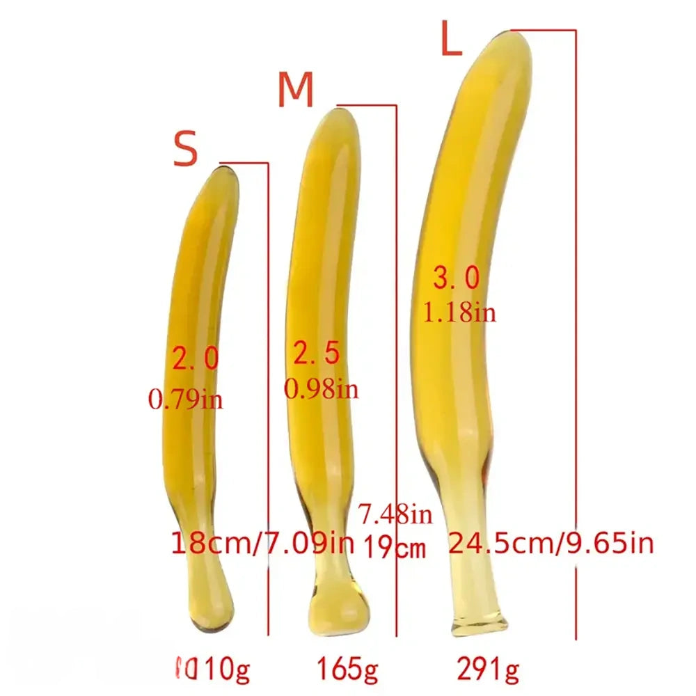 7.09in 7.48in 9.65in Glass Banana Dildo For For Men Women Adults