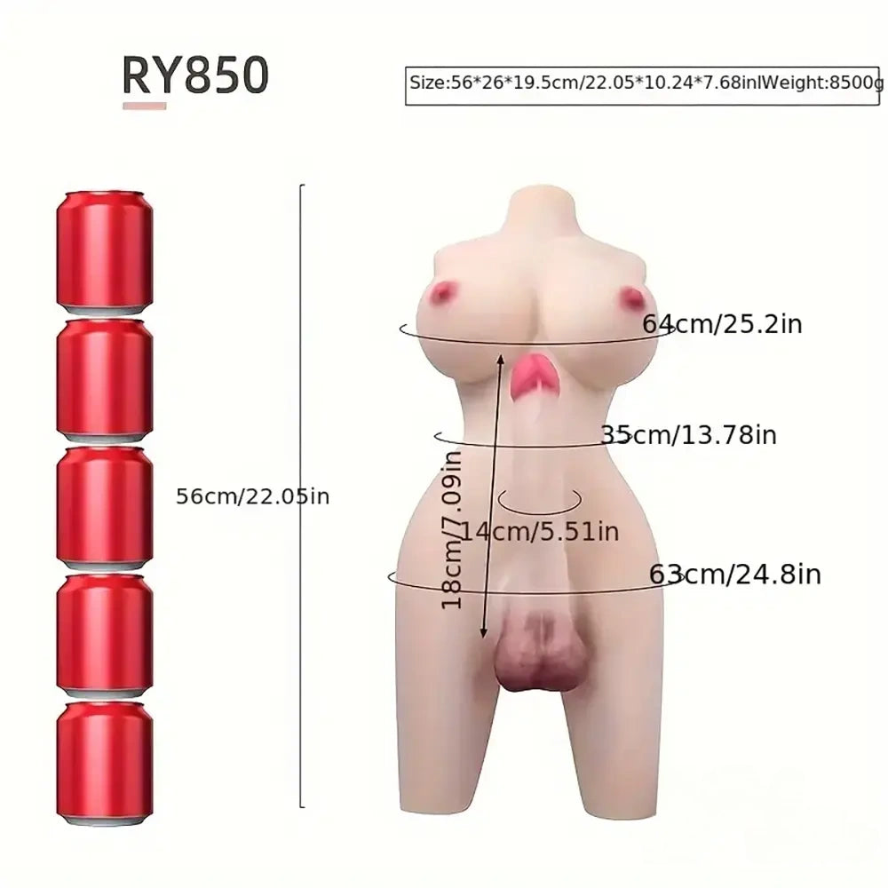 7.09in 7.87in Realistic Silicone Dildo With Sex Doll Torso For Women