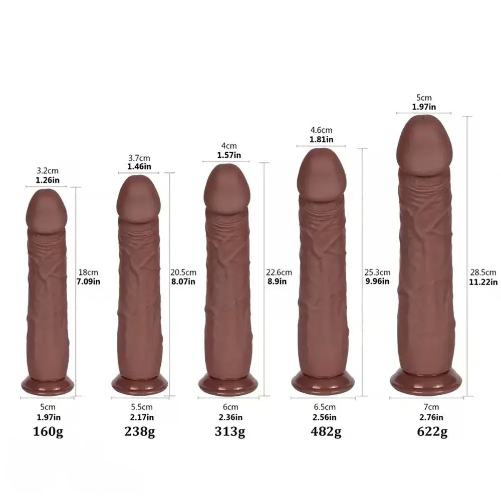 7.09in 8.07in 8.9in 9.96in 11.22in Liquid Silicone Big Dildo G-Spot Stimulator