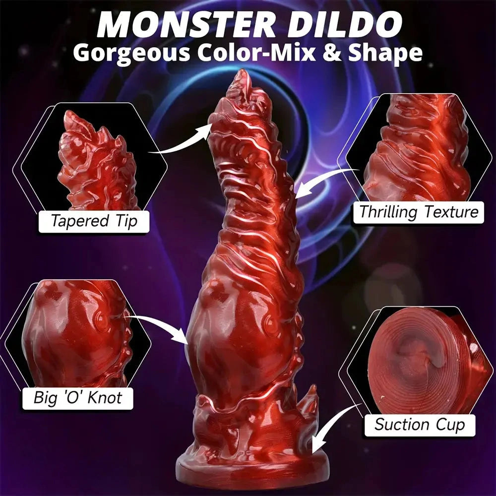 7.09in 9.06in O-ring Flexible Touch Simulation Monster Silicone Soft Odd Dildo