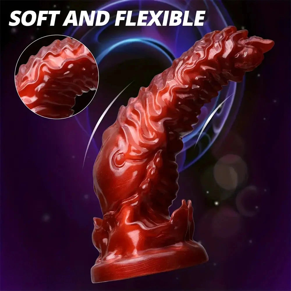 7.09in 9.06in O-ring Flexible Touch Simulation Monster Silicone Soft Odd Dildo