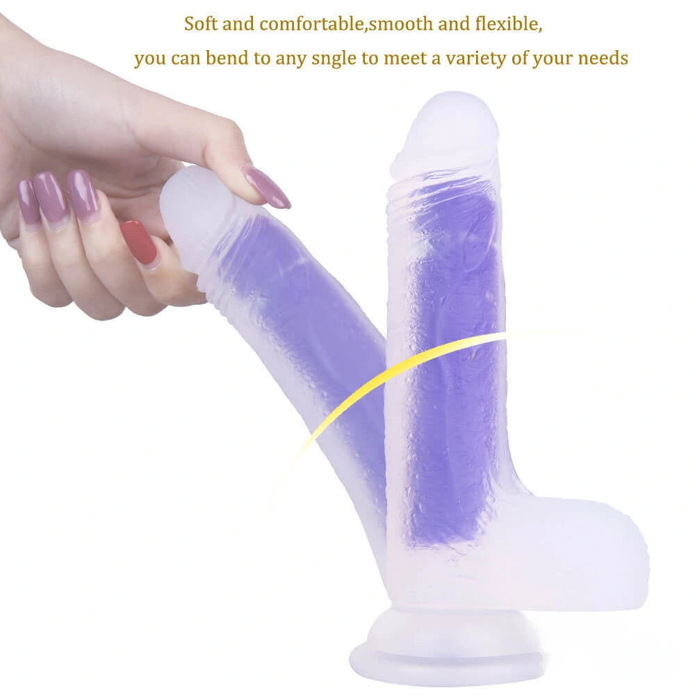 7.09in Amethyst Transparent Jelly Dildo For Women G Spot Stimulation