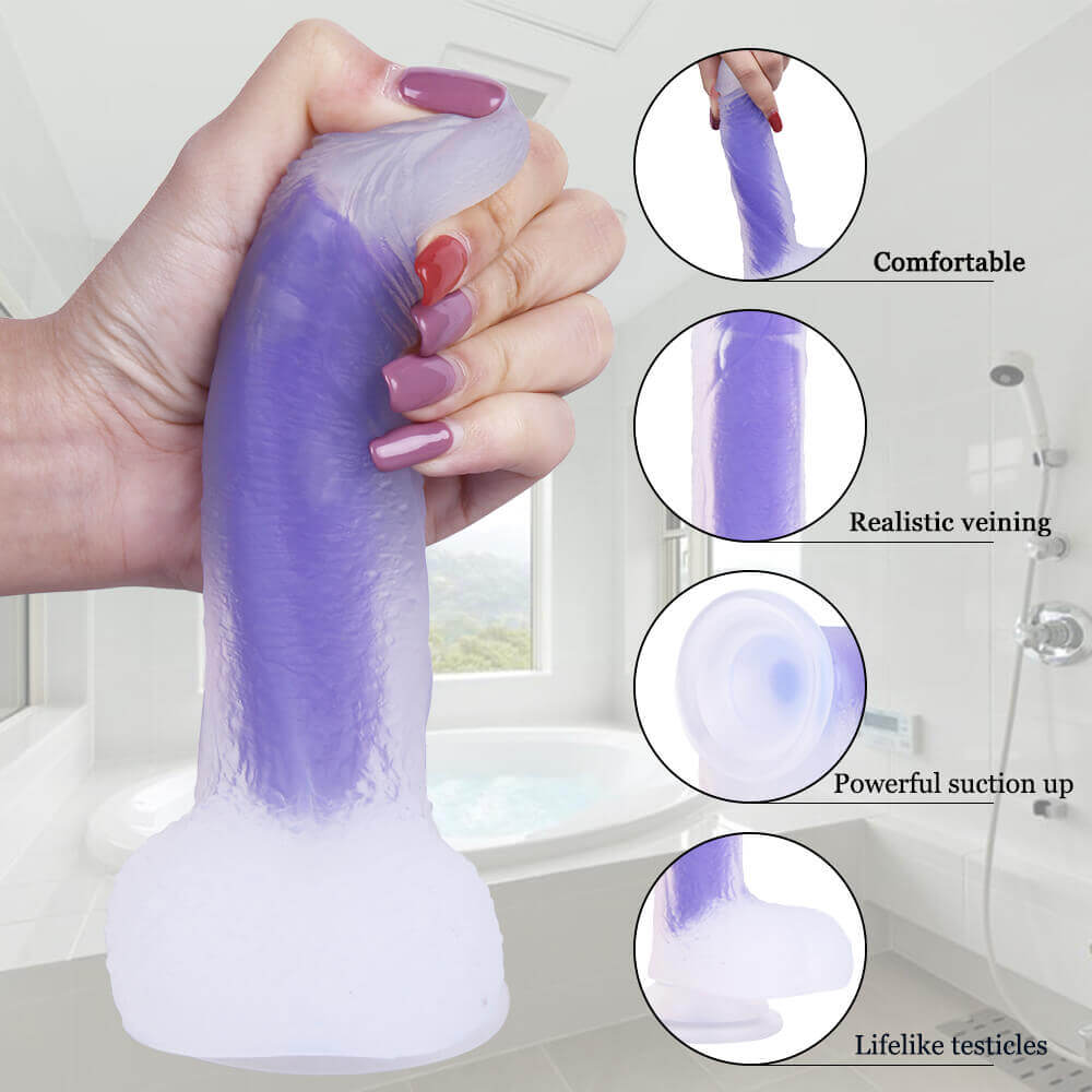 7.09in Amethyst Transparent Jelly Dildo For Women G Spot Stimulation