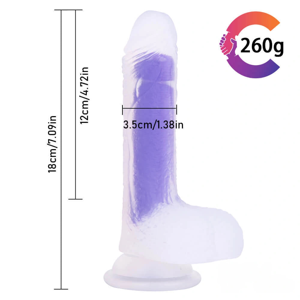 7.09in Amethyst Transparent Jelly Dildo For Women G Spot Stimulation