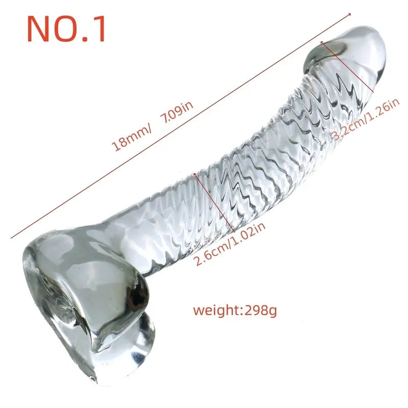 7.09in Clear Crystal Glass Cock Dildo For G-Spot Vaginal Sex Stimulation
