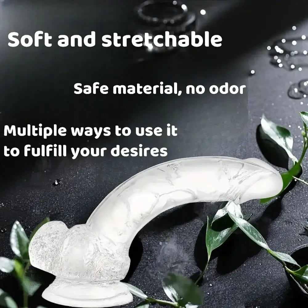 7.09in Clear Dildo With Suction Cup For Hands-free Play Adult Sex Toy