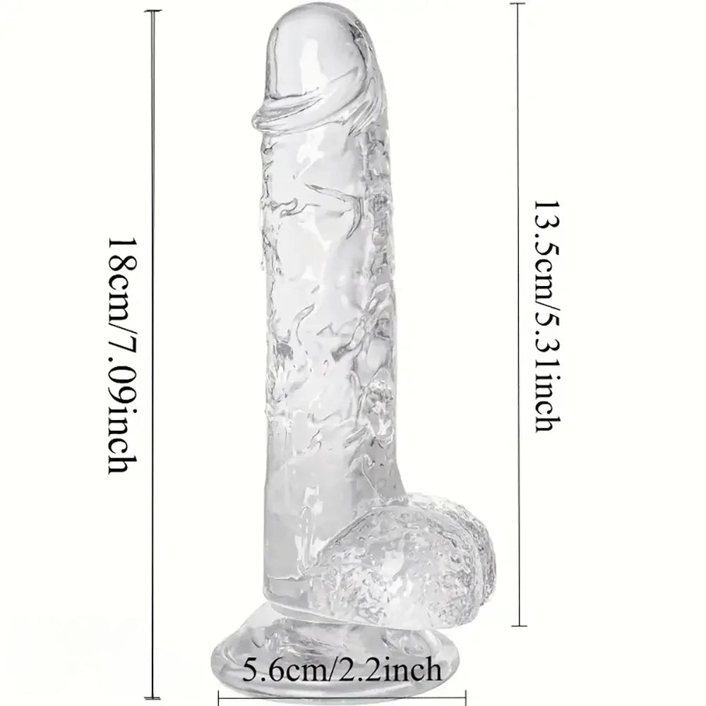 7.09in Clear Dildo With Suction Cup For Hands-free Play Adult Sex Toy