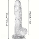 7.09in Clear Dildo With Suction Cup For Hands-free Play Adult Sex Toy