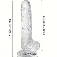 7.09in Clear Dildo With Suction Cup For Hands-free Play Adult Sex Toy