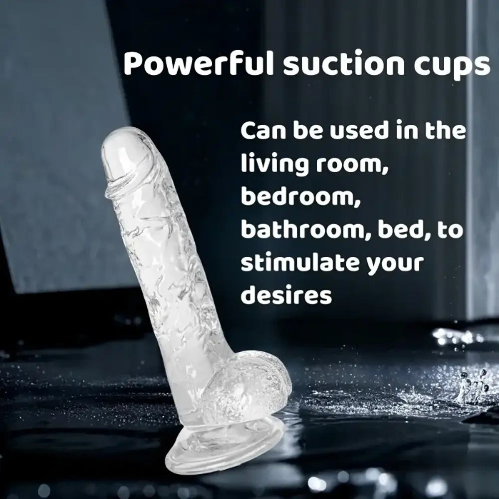 7.09in Clear Dildo With Suction Cup For Hands-free Play Adult Sex Toy