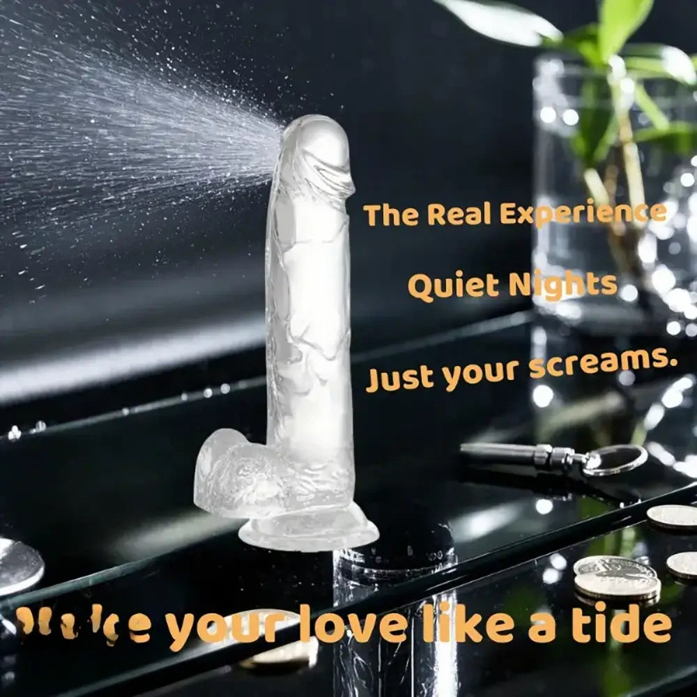 7.09in Clear Dildo With Suction Cup For Hands-free Play Adult Sex Toy