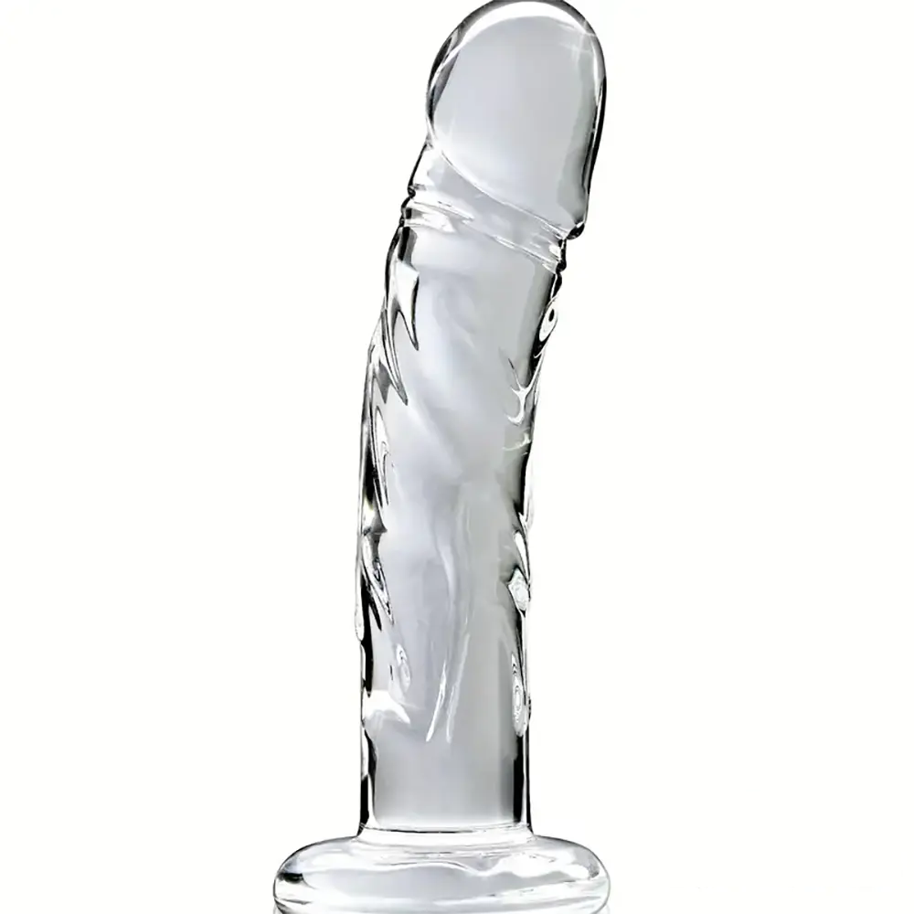 7.09in Clear Elegant Glass Crystal Dildo For Female Male Sex Pleasure