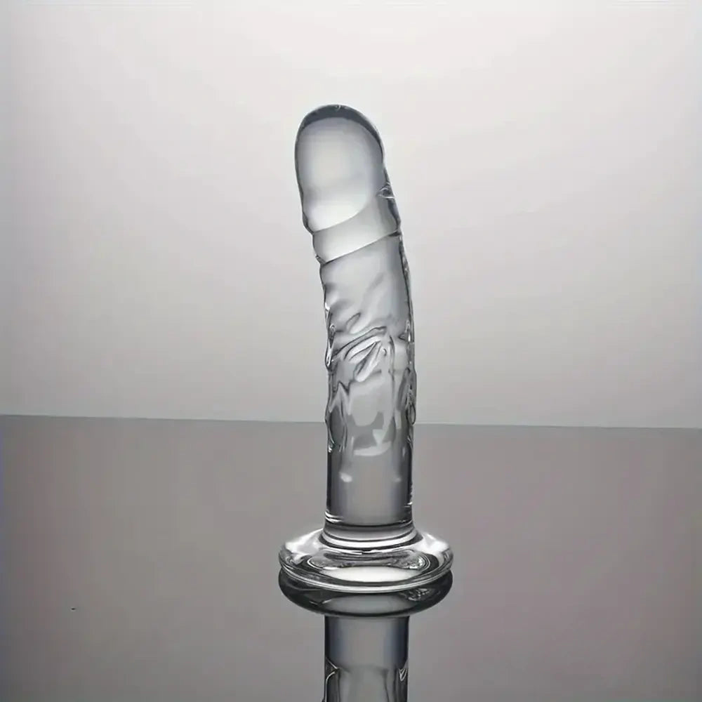7.09in Clear Elegant Glass Crystal Dildo For Female Male Sex Pleasure
