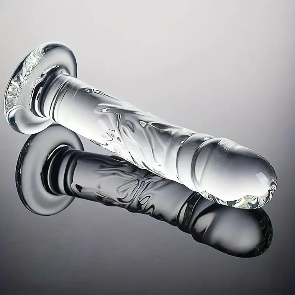 7.09in Clear Elegant Glass Crystal Dildo For Female Male Sex Pleasure