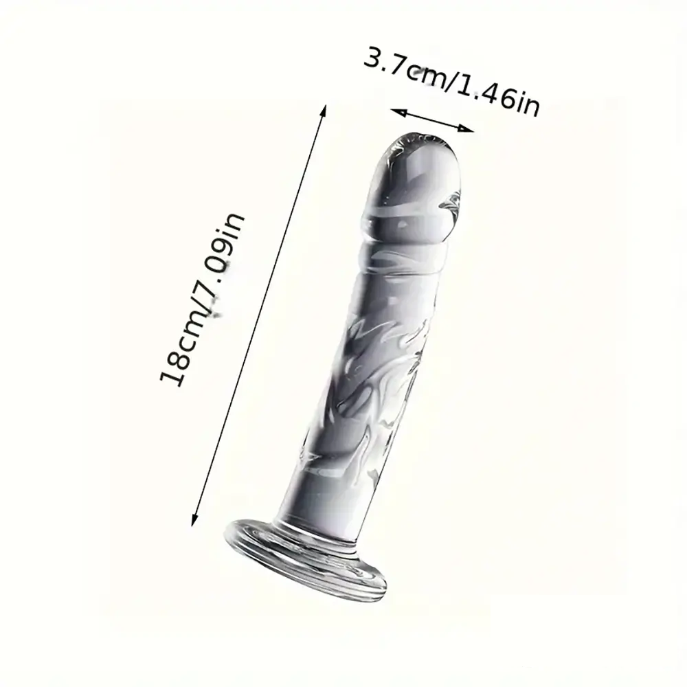 7.09in Clear Elegant Glass Crystal Dildo For Female Male Sex Pleasure