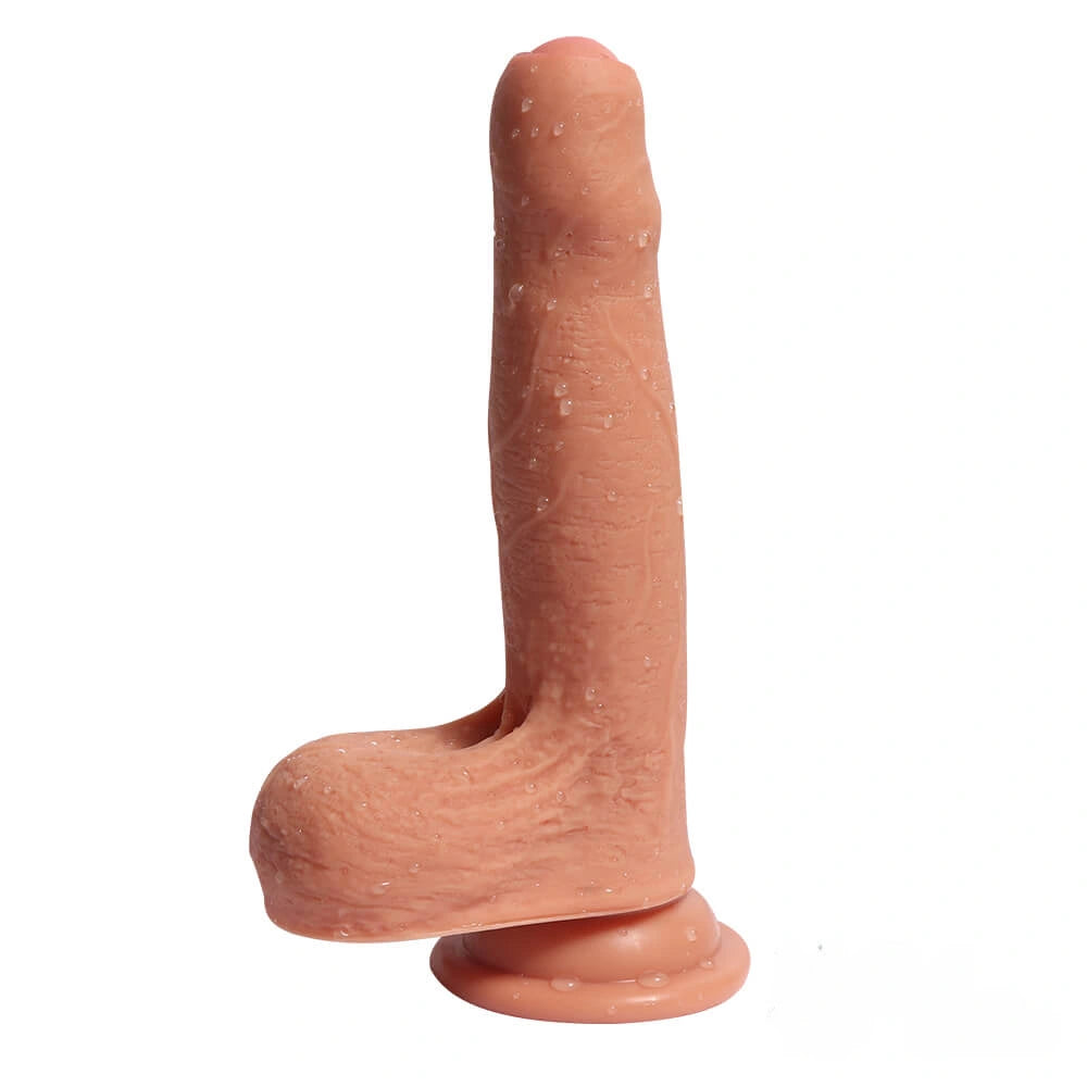 7.09in Double Layer Silicone Realistic Uncut Dildo For Women